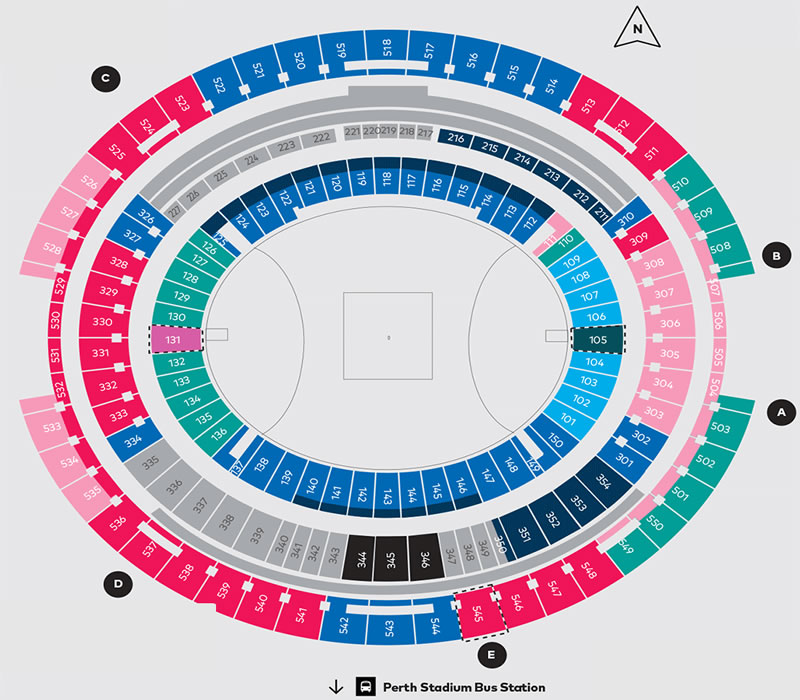 Perth Stadium (Optus Stadium), Burswood, Australia Seating Plan