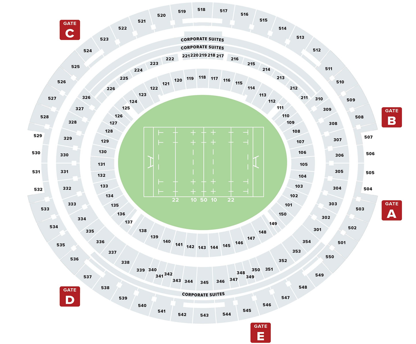 Perth Stadium (Optus Stadium), Burswood, Australia Seating Plan