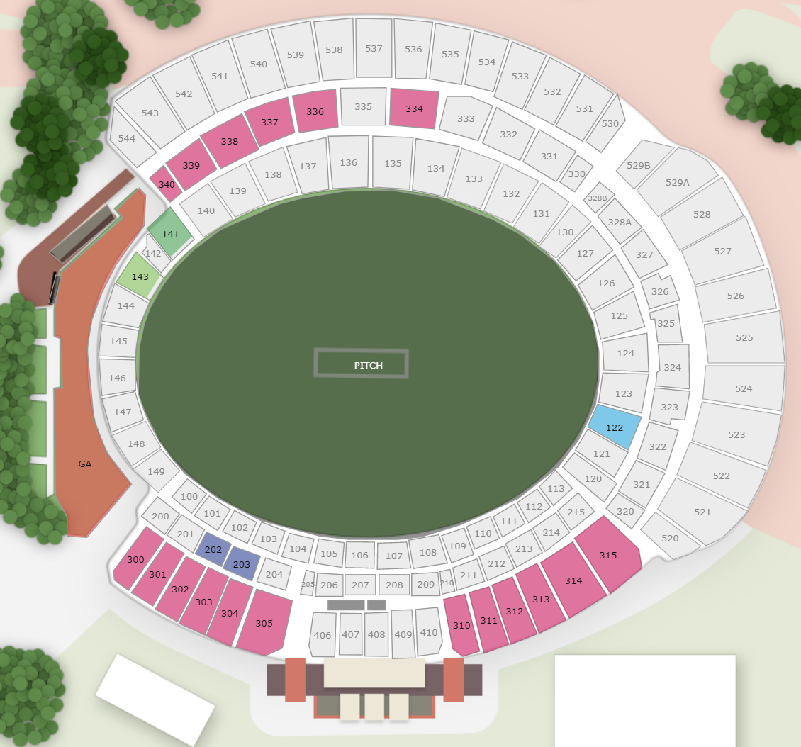 Adelaide Oval, Adelaide, Australia Seating Plan