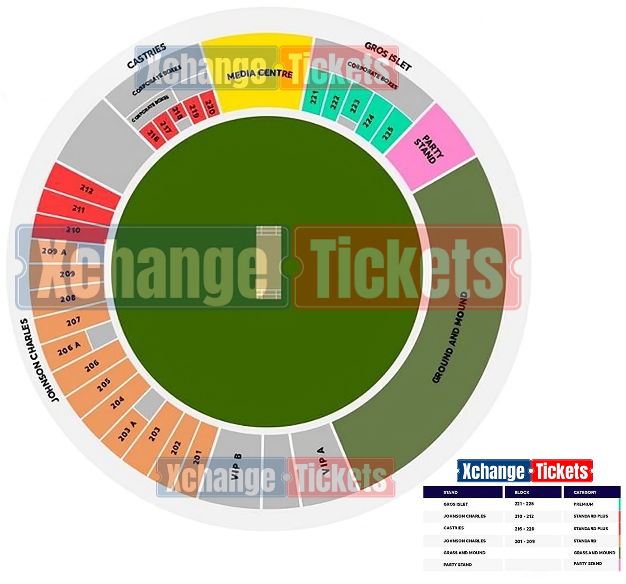 Daren Sammy Cricket Ground, Gros Islet, Saint Lucia / Daren Sammy Cricket Ground, Gros Islet, Saint Lucia Venue Seating Plan