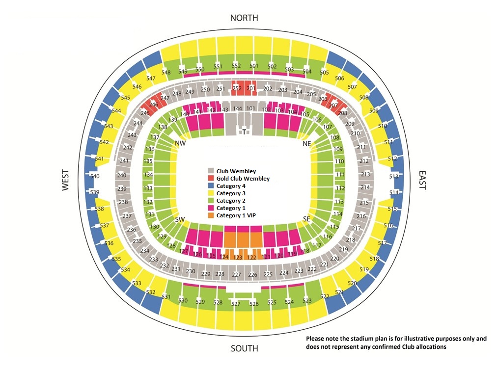 Wembley Stadium, London, United Kingdom Seating Plan