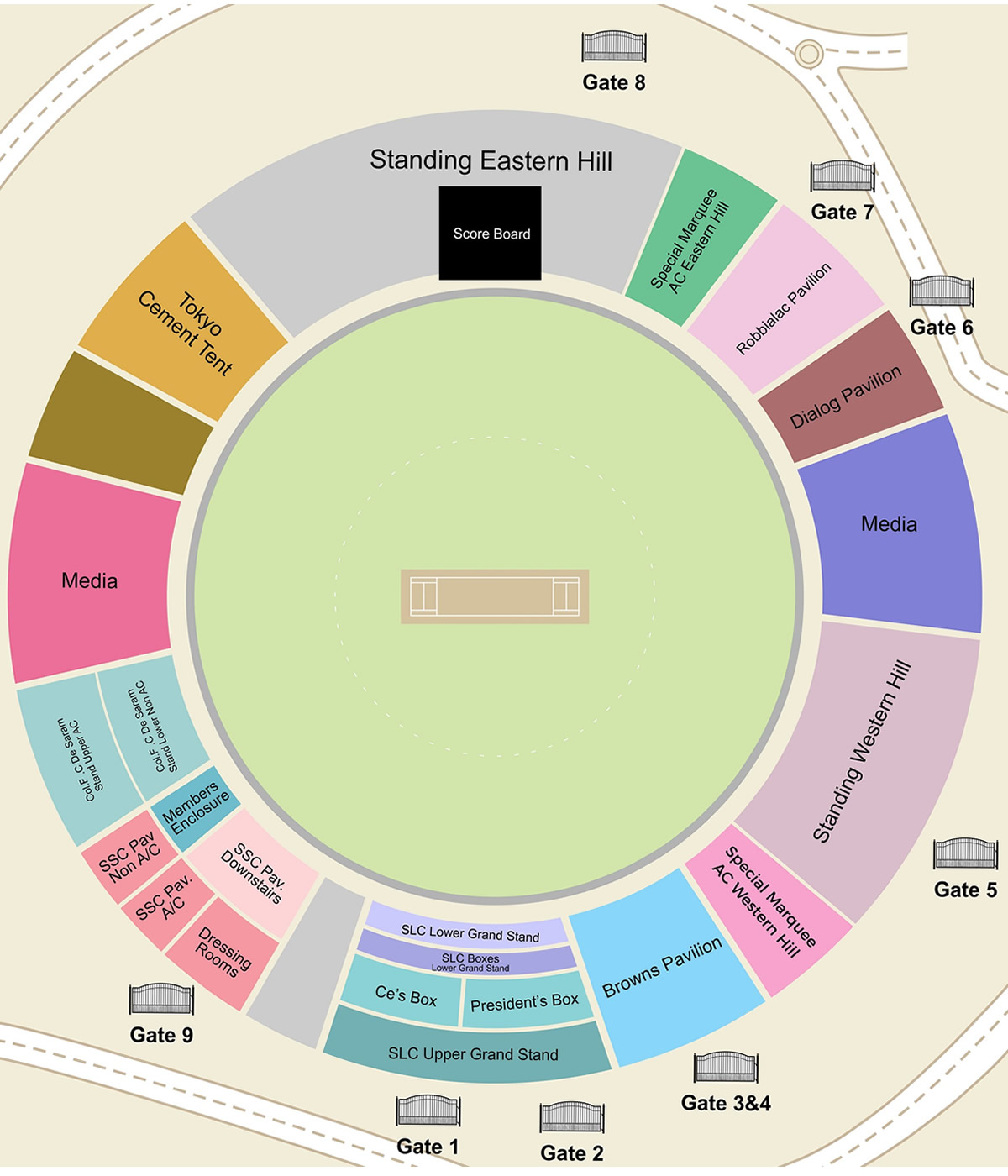 Sinhalese Sports Club Cricket Ground, Colombo, Sri Lanka / Sinhalese Sports Club Cricket Ground, Colombo, Sri Lanka Venue Seating Plan