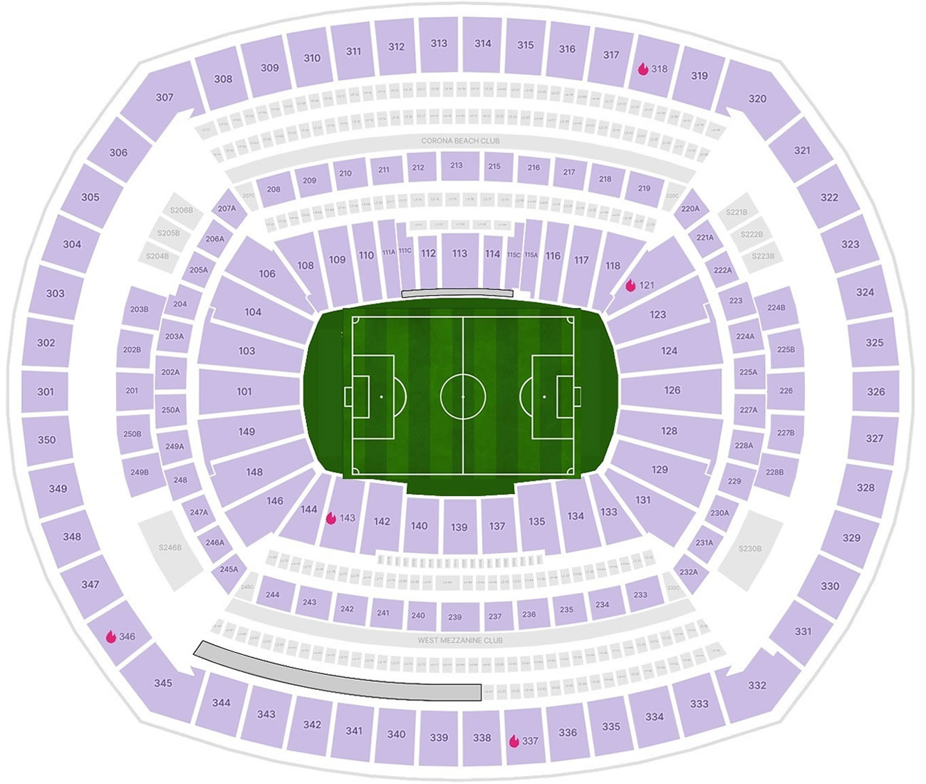 MetLife Stadium, East Rutherford, New Jersey, United Kingdom Seating Plan