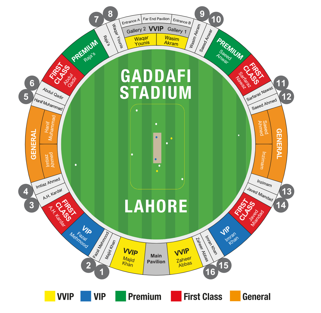 Gaddafi Stadium, Lahore, Pakistan / Gaddafi Stadium, Lahore, Pakistan Venue Seating Plan