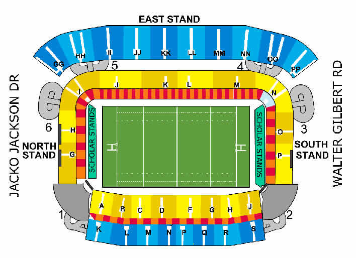 Jonsson Kings Park Stadium , Durban, South Africa Seating Plan
