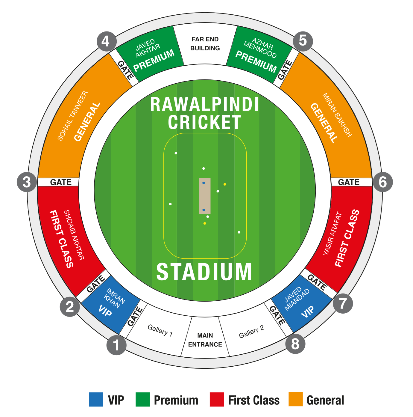 Rawalpindi Cricket Stadium, Rawalpindi, Punjab, Pakistan / Rawalpindi Cricket Stadium, Rawalpindi, Punjab, Pakistan Venue Seating Plan