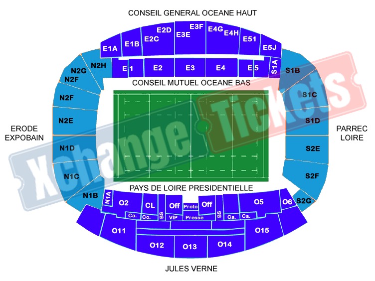 Stade de Beaujoire Nantes , Nantes, France Seating Plan